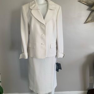 Tropical blooms champagne two-piece suit.